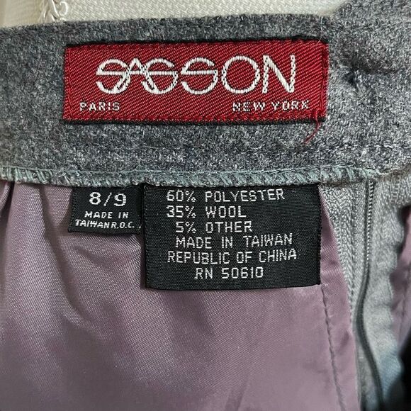 SASSON Vintage Gray Wool Blend Midi Skirt Sz 8 - Picture 3 of 12